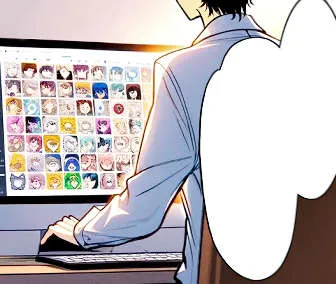 バーチャルキャラクターを選んでいる男性